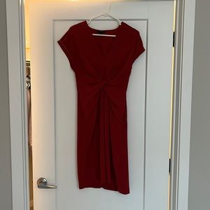 TWIST-FRONT KNEE-LENGTH DRESS